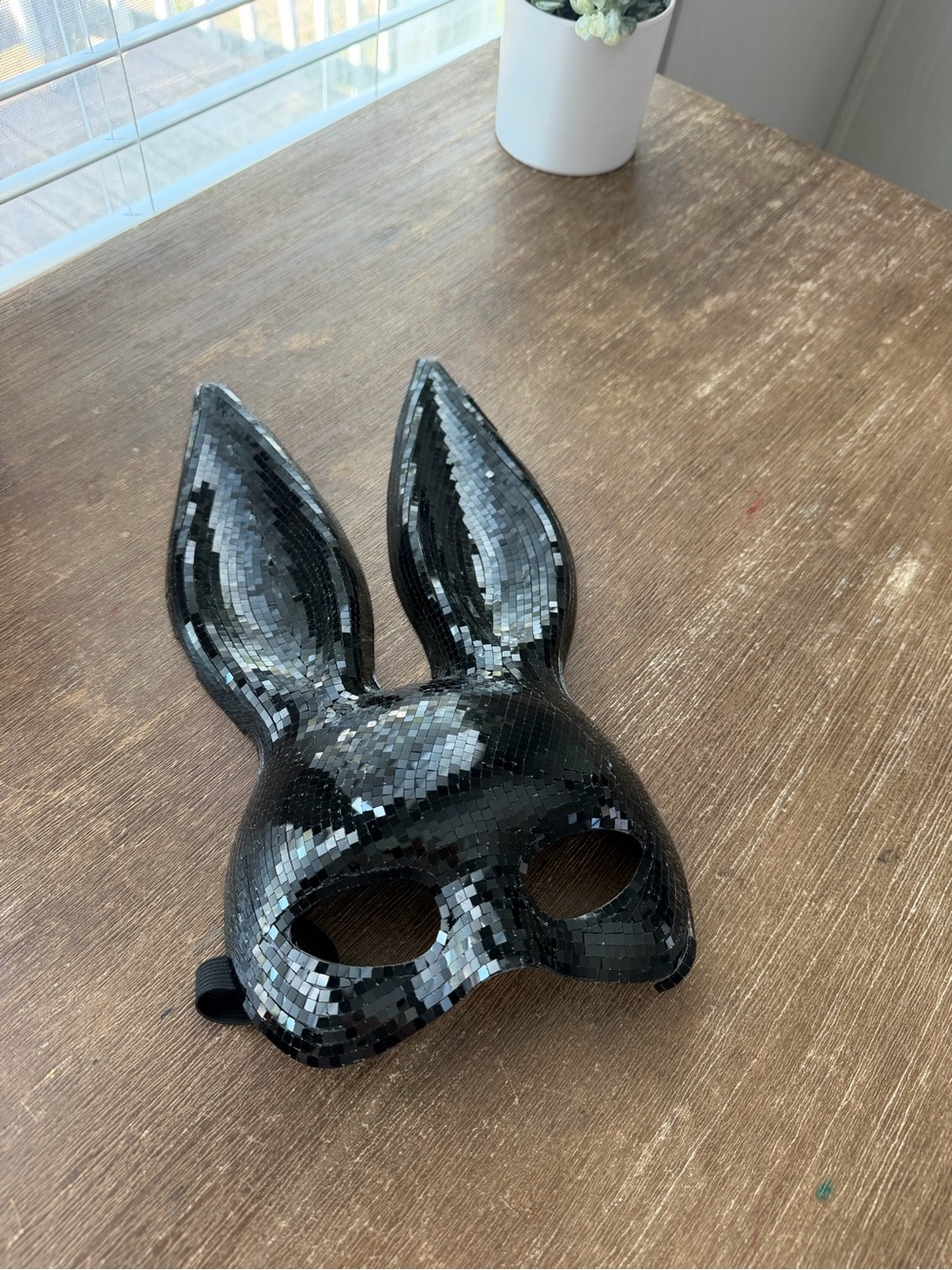 Black Sequin Bunny Mask by